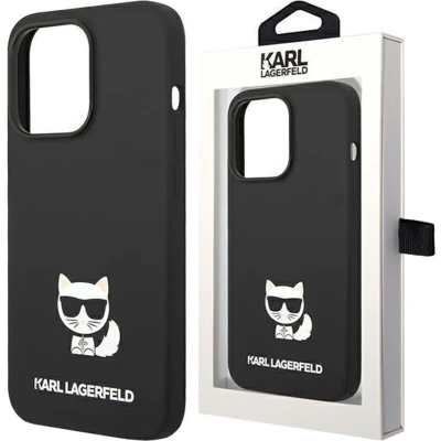 Afbeelding van Karl Lagerfeld KLHCP14LSLCTBK iPhone 14 Pro 6.1 hardcase zwart/zwart Siliconen Choupette Body