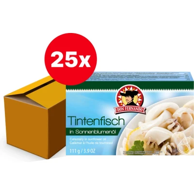 Afbeelding van Pijlinktvis in zonnebloemolie olie 111g Doos 25 stuks
