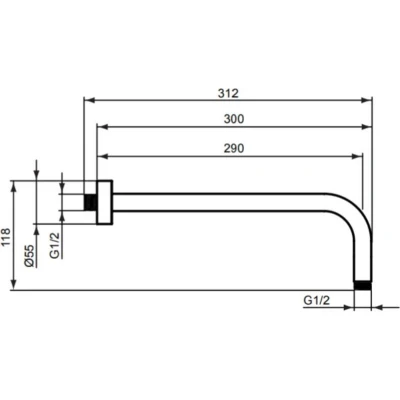 Afbeelding van Ideal Standard, Badkamermeubels, Børma Vaegarm 300 krom G1/2 300mm
