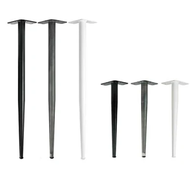 Afbeelding van 4 x Natural Goods Berlin CONICAL Legs, metalen meubelpoten, poedercoating, mm bodemplaat, in hoogte verstelbare vloerbescherming, DIY (zwart, 72 cm eetkamer/bureau)