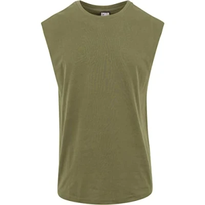 Image de Urban Classics T shirt sans manches à bord ouvert pour homme Col rond En coton Disponible dans de nombreuses couleurs Tailles XS 5XL, olive, 4XL