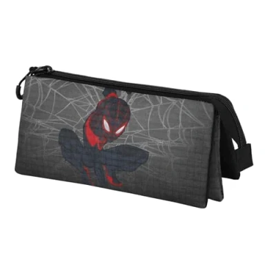 Afbeelding van Karactermania Marvel Spiderman Spin Triple Pennenzak Potloden Etui met Rits Pennenetui Tekenetui Grijs