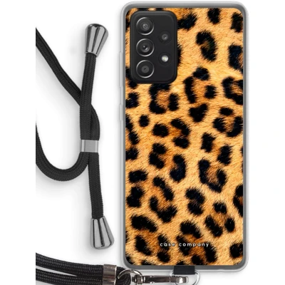 Afbeelding van Case Company® hoesje met Koord geschikt voor Samsung Galaxy A52s 5G Luipaard Telefoonhoesje Zwart Bescherming aan alle Kanten en Over de Schermrand