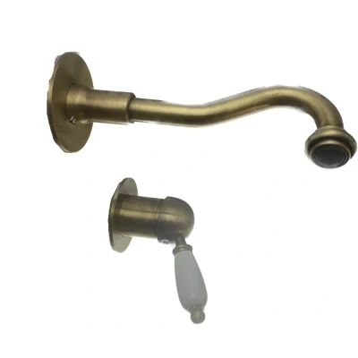 Afbeelding van PB nostalgische inbouw wastafelmengkraan Vintage uitloop 21cm Brons