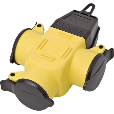 Afbeelding van interBär 9007 006.01 3 voudige koppeling Rubber 230 V Geel IP44