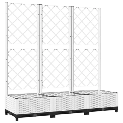 Afbeelding van Plantenbak met latwerk 120x40x121,5 cm polypropeen wit
