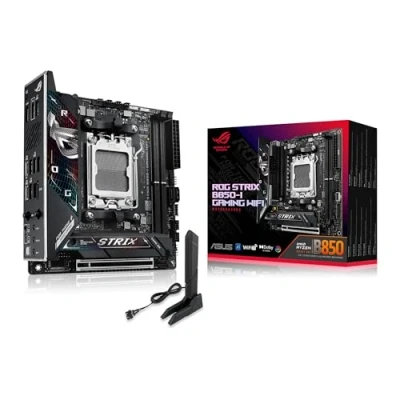 Image de ASUS ROG STRIX B850 I GAMING WIFI carte mère mini ITX Socket AM5 AMD Chipset USB C 3.2 Gen 2x2, Gen2, 2, 1 2.5 Gigabit LAN, Wi Fi 7, Bluetooth graphique embarquée (unité centrale requise) aud