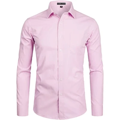 Afbeelding van PARKLEES Herenhemd met lange mouwen, slim fit, vrijetijdshemd, werk, bruiloft, inclusief, Roze