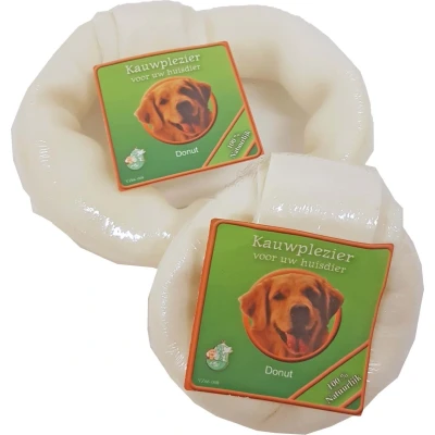 Afbeelding van Donut wit 9 cm met label Gebr. de Boon
