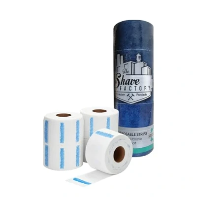 Afbeelding van The Shave Factory Halsbanden voor kappers, 5 rollen met elk 100 banden, halsbescherming van waterlens comfortabel scheren of knippen (wit)