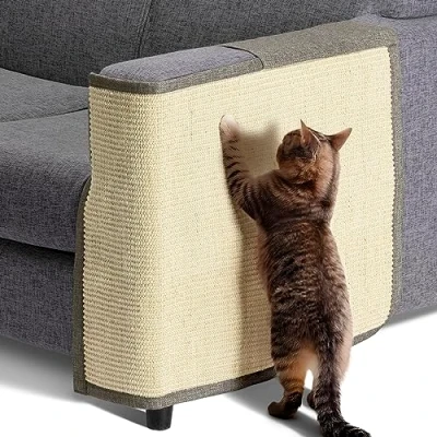 Afbeelding van Navaris katten krabmat Bescherming van meubels Voor banken en stoelen Krabbescherming de linkerkant Lichtbruin