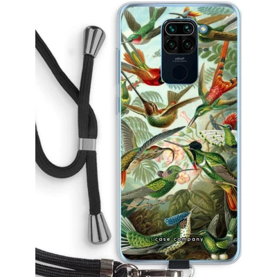 Afbeelding van Case Company® hoesje met Koord geschikt voor Xiaomi Redmi Note 9 Haeckel Trochilidae Telefoonhoesje Zwart Bescherming aan alle Kanten en Over de Schermrand