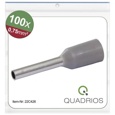 Afbeelding van Quadrios 22C426 Adereindhulzen 0.75 mm² Deels geïsoleerd Grijs 1 set(s)