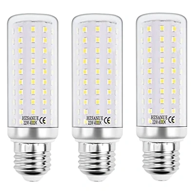 Afbeelding van HZSANUE Led maïslampen, 22 W, E27 Edison schroeflampen, 4000 K, neutraal wit, 2500 lm, 180 W komt overeen met gloeilampen, 3 stuks