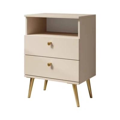 Afbeelding van Meubella Nachtkastje Hidde Beige 50 cm