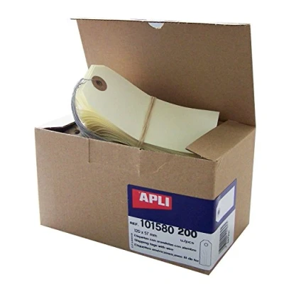 Afbeelding van Apli 101580 etiketten met draad, 120 x 57 mm, bruin, 200 stuks