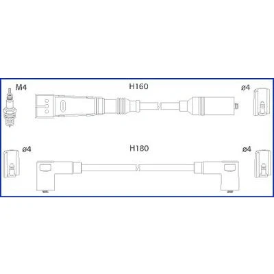 Afbeelding van HITACHI 134705 Bougiekabelset VOLKSWAGEN: GOLF 1 Cabriolet, 2, Corrado, SEAT: Ibiza 2