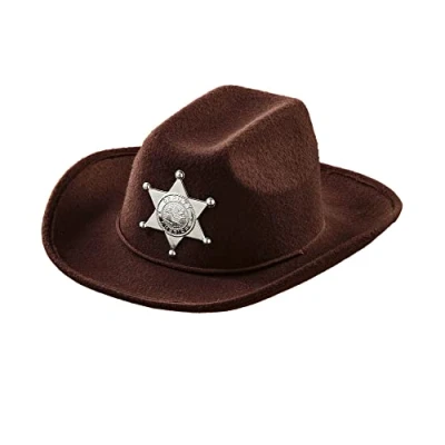 Afbeelding van Widmann Bruine cowboyhoed met sheriff ster voor kinderen