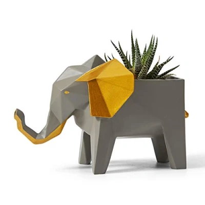 Afbeelding van Elefant Arts Skulptur Geschenk Deko Pflanzer Figuren Polyresin Tier Statue 17cm