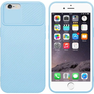 Afbeelding van Cadorabo Hoesje geschikt voor Apple iPhone 6 PLUS / 6S in Bonbon Licht Blauw Beschermhoes van flexibel TPU silicone Case Cover en met camerabescherming