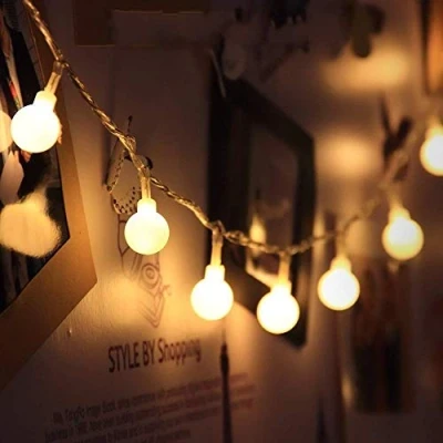 Afbeelding van JZK 5 meter warmwitte snaren met 50 leds op batterijen voor tuindecoratie, slaapkamer, buiten, binnen feest, verjaardag, bruiloft, Kerstmis