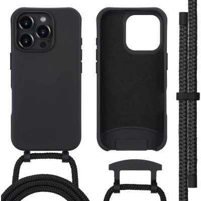 Afbeelding van imoshion Hoesje Geschikt voor iPhone 16 Pro met koord Color Backcover afneembaar MagSafe zwart