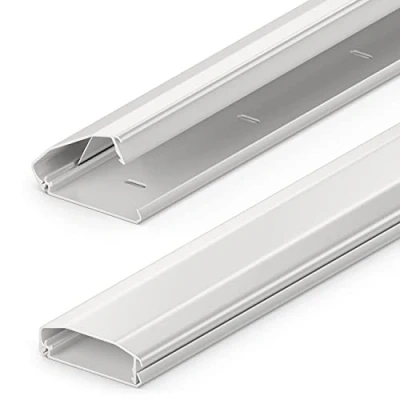 Afbeelding van deleyCON Universele kabelgoot, innovatief klapmechanisme, hoogwaardig aluminium, lengte 100 cm, breedte 6 hoogte 2 wit