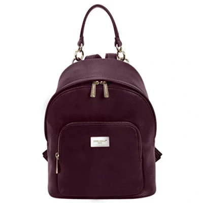 Afbeelding van David Jones Kleine damesrugzak handtas gedragen schouder meisjes PU leer mini schooltas stad handvat zak ritssluiting mode rugzak jonge trend chic designer, Bordeaux rood, Praktisch