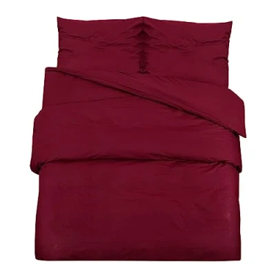 Image de vidaXL Ensemble de housse couette Bordeaux 240x220 cm Coton136176