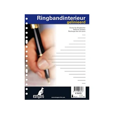Afbeelding van Kangaro ringbandinterieur A5 17 rings gelinieerd met kantlijn 150 vel K 56020