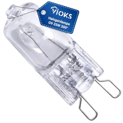 Afbeelding van VIOKS G9 25 W 230 V reservelamp voor Bosch Siеmens 00607291 halogeenlamp 300 met 2 lusaansluitingen ovenlamp