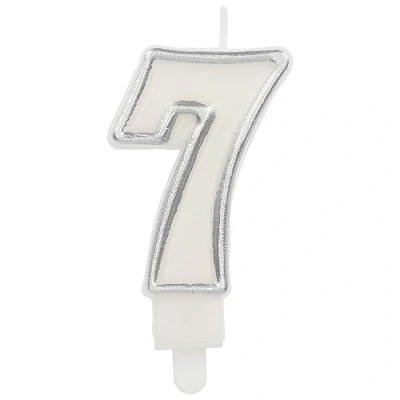 Afbeelding van Folat Kaars cijfer 7 simply chique silver 9 cm