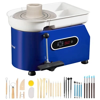 Afbeelding van VEVOR Pottenbakkersschijf 28 cm Dia. Elektrisch aardewerkwiel, 450 W, 0 300 omw/min, elektrische aardewerkmachine, max. 8 kg klei met pedaal, afneembaar bekken voor het modelleren van keramische