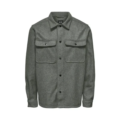 Afbeelding van ONLY&amp;SONS ONSASH OVR WOOLEN LOOK PKT LS SHIRT NOOS Heren Overhemden