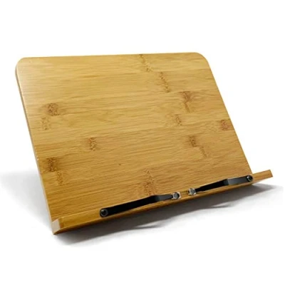Afbeelding van Joejis Boekstandaard hout boekenhouder &amp; tabletstandaard boekhouder met verstelbare boekensteun kookboekhouder voor keuken van bamboe leesstandaard