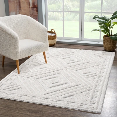 Afbeelding van Vloerkleed Focus Art Hoogpolig Fluffy Scandinavisch Creme 140x200 cm Rechthoek Polypropyleen Tapijtenloods