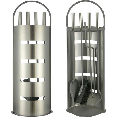 Afbeelding van 5 delige Haardgereedschapsset 23x14,5x66 cm zilverkleurig