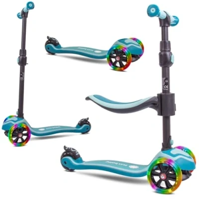 Afbeelding van Sun Baby Scooter voor kinderen met Lichtgevende Wielen van 3 jaar, Kinderstep, Driewieler, Verstelbare Hoogtes, Children&#039;s (Turkoois)