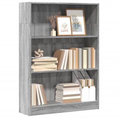 Afbeelding van Boekenkast 80x24x109 cm bewerkt hout grijs sonoma eikenkleurig