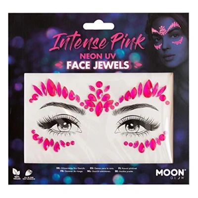 Afbeelding van Moon Creations Glow Intense Pink Neon UV Gezicht Diamanten Sticker Roze