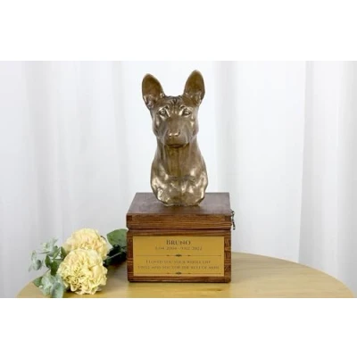 Afbeelding van Urn hond voor hondenas met beeldje van Basenji, Afrikaanse bos of Congo