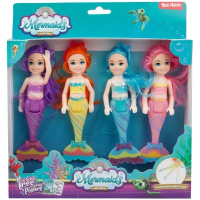 Afbeelding van Mermaids Zeemeermin Pop Zusjes, 4st.