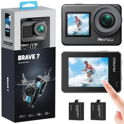 Afbeelding van AKASO Brave 7 waterdichte actiecamera IPX8 Native 4K 20MP wifi met EIS 2.0 Touch Screen externe microfoon ondersteuning spraakbediening vlog camera