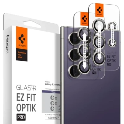 Afbeelding van Spigen Camera Lens Protector Geschikt voor Samsung Galaxy S24 Ultra GlasTR EZ Fit Optik Pro 9H Tempered Glass Gemakkelijke Installatie Violet 2 Pack