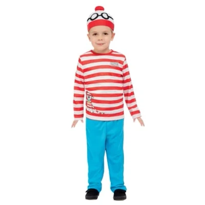 Afbeelding van Smiffy&#039;s Where&#039;s Wally Kostuum Waar Is Nu Gebleven Kind Rood / Wit Blauw Maat 90 Carnavalskleding Verkleedkleding