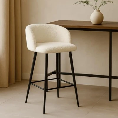 Afbeelding van Milton &amp; Oldbrook Bouclé Lage Barkruk Budapest Off White Zwart
