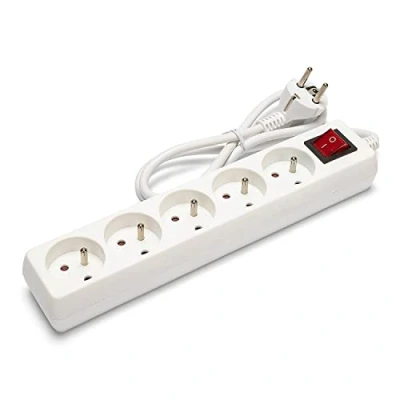 Afbeelding van VeLamp MULTIP FR I 5 stekkerdoos met stopcontacten, 10/16 A + schakelaar, 3G1 mm², wit