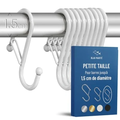 Afbeelding van Blau Marité 10 S vormige haken met anti valsysteem, koninklijk model, helpt bij het organiseren van huis (wit, 6,5 cm)