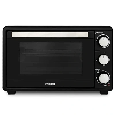 Afbeelding van H.Koenig FO25 Mini oven, elektrisch, 25 l, compact, multifunctioneel, krachtig, 1500 W, programmeerbaar, 4 kookmodi, 230 graden, timer 60 minuten, glazen deur, bakplaat met tang, grillrooster