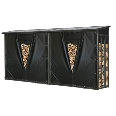 Afbeelding van QUICK STAR Set van 2 haardhoutplanken metaal antraciet XXL 185 x 70 cm met weerbescherming 4,6 m3/7 SRM voor brandhout